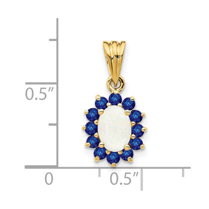 14K Gelbgold Anhänger mit echtem Opal und Saphir