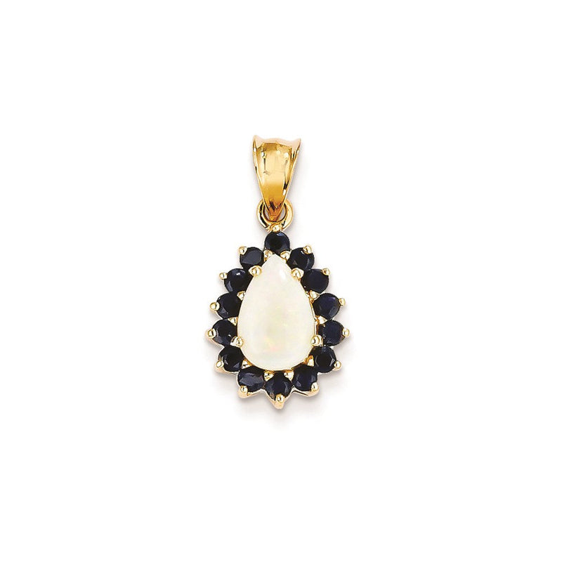 Anhänger aus 14K Gelbgold mit echtem Opal und Saphir