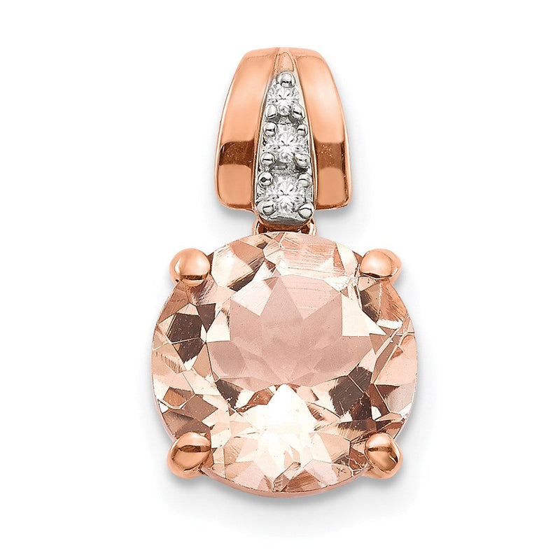 14K Roségold Anhänger mit Diamant und Morganit, rund