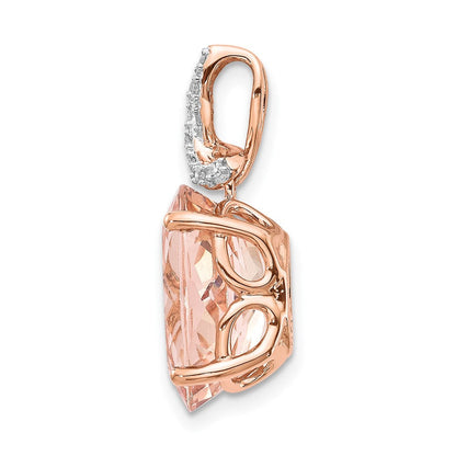 14K Roségold Ovaler Anhänger mit echtem Diamant und Morganit