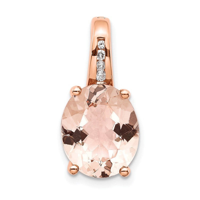 14K Roségold Anhänger mit echtem Diamant und Morganit