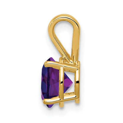 14K Gelbgold Anhänger mit 7-mm-Amethyst im Schachbrettschliff