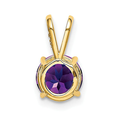 14K Gelbgold Anhänger mit 7-mm-Amethyst im Schachbrettschliff