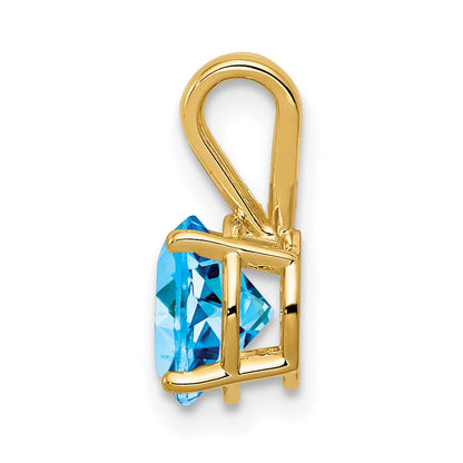 14K Gelbgold Anhänger mit 7 mm Blautopas