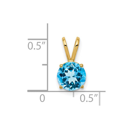 14K Gelbgold Anhänger mit 7 mm Blautopas im Schachbrettschliff