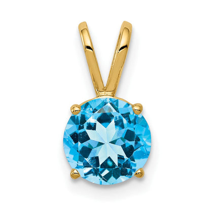 14K Gelbgold Anhänger mit 7 mm Blautopas im Schachbrettschliff