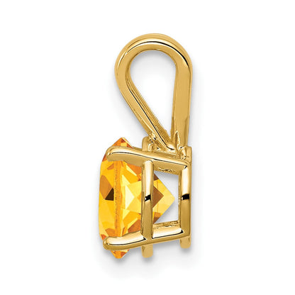 14K Gelbgold Citrin-Anhänger, 7 mm, im Schachbrettschliff