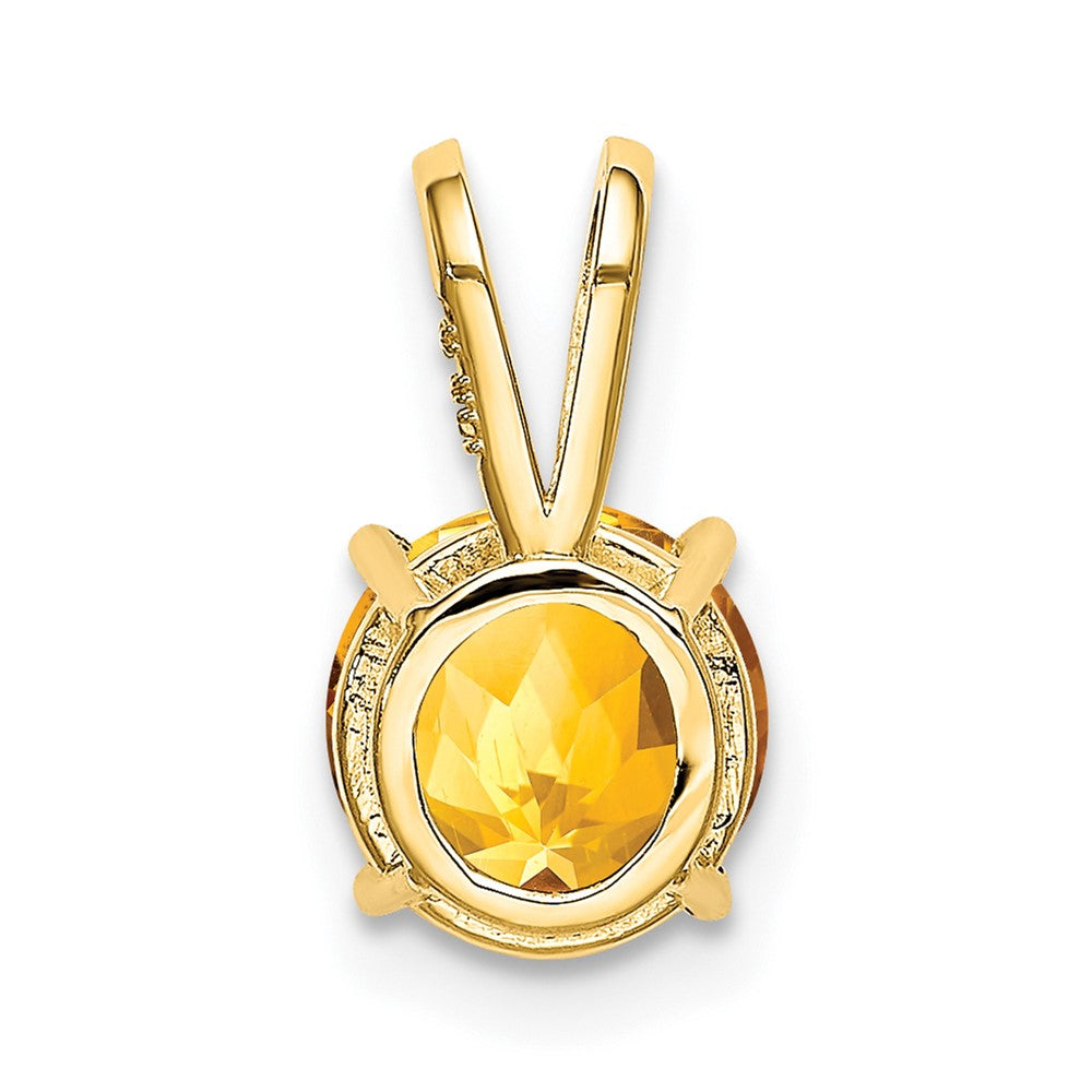 14K Gelbgold Citrin-Anhänger, 7 mm, im Schachbrettschliff