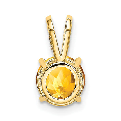 14K Gelbgold Citrin-Anhänger, 7 mm, im Schachbrettschliff