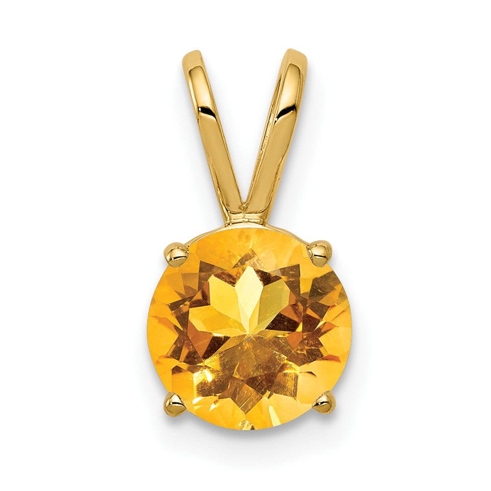 14K Gelbgold Citrin-Anhänger, 7 mm, im Schachbrettschliff