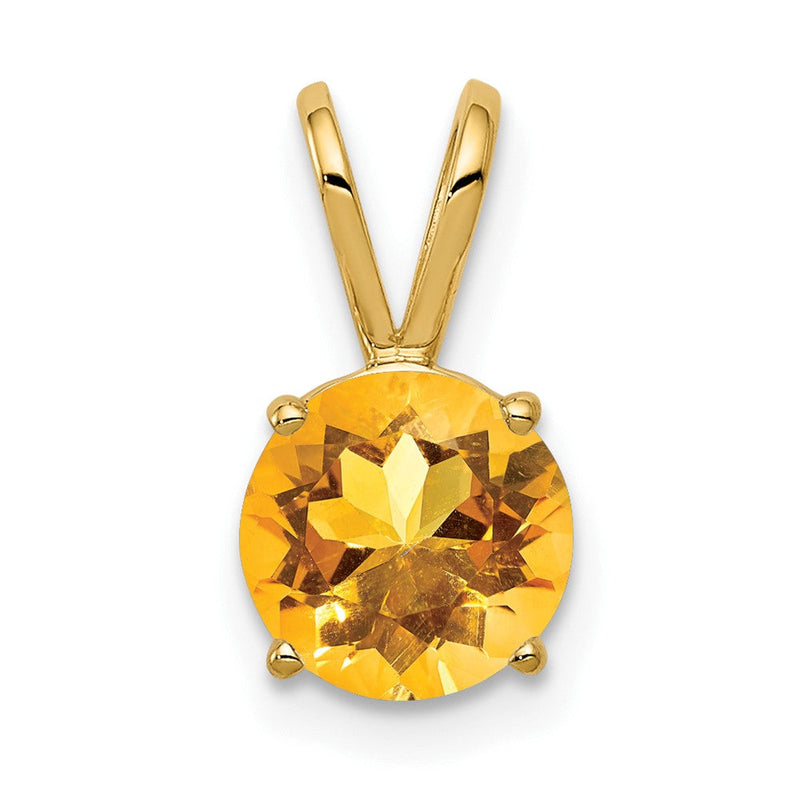 14K Gelbgold Citrin-Anhänger, 7 mm, im Schachbrettschliff