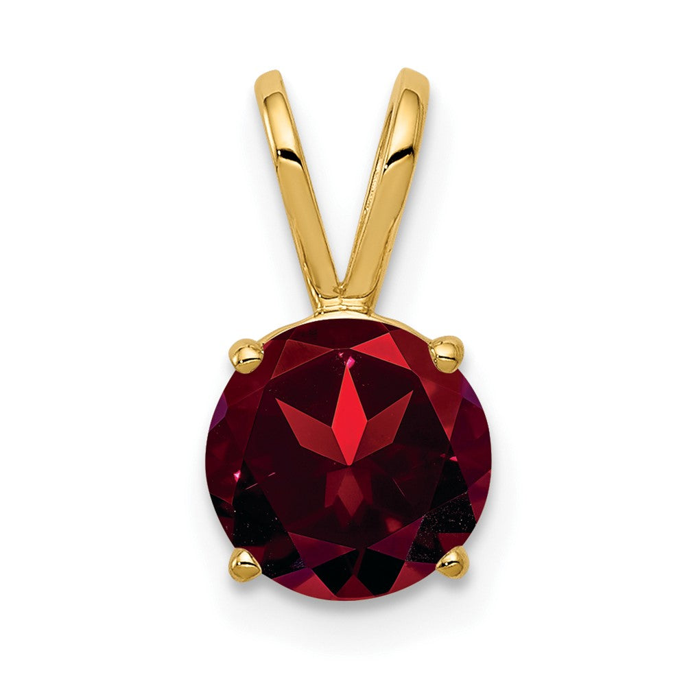 14K Gelbgold Anhänger mit 7 mm Granat im Karo-Schliff