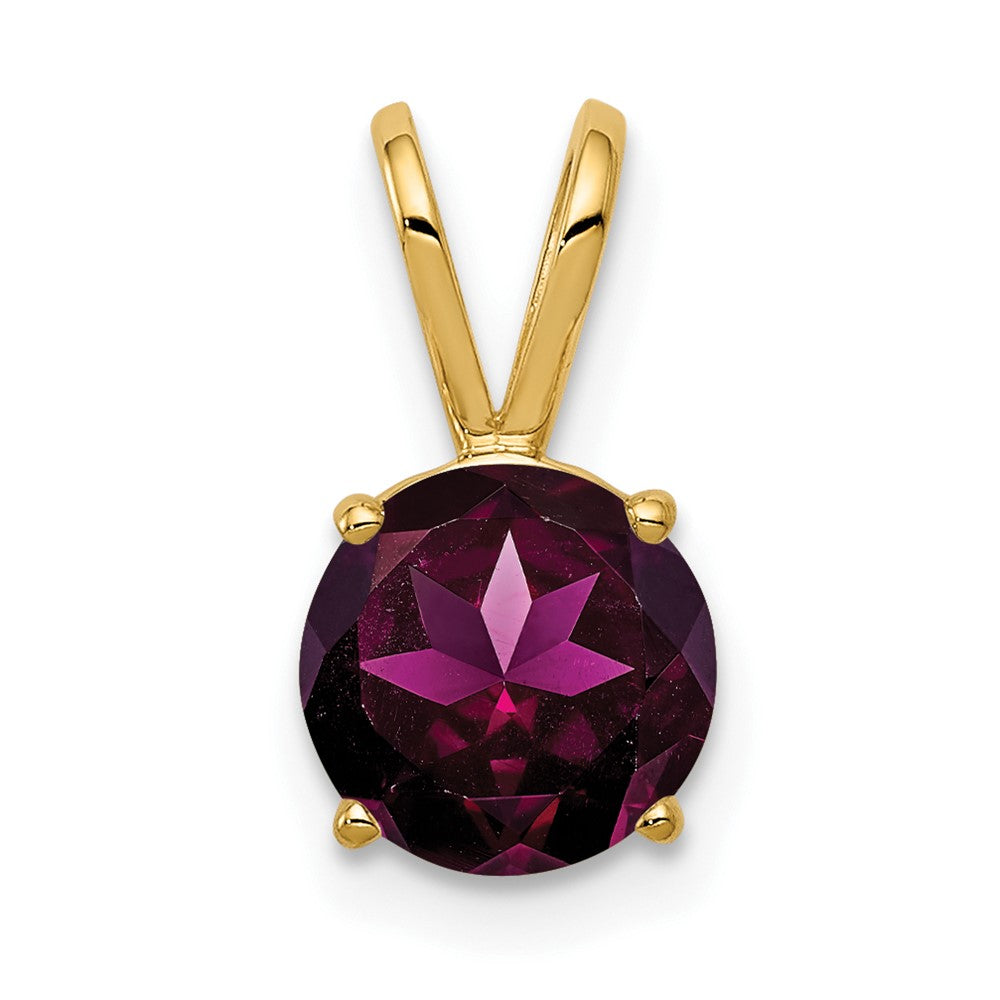 14K Gelbgold Anhänger mit 7-mm-Rhodolith-Granat
