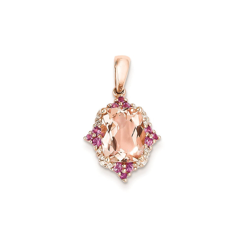 14K Roségold Morganit- & Echtdiamant-Anhänger