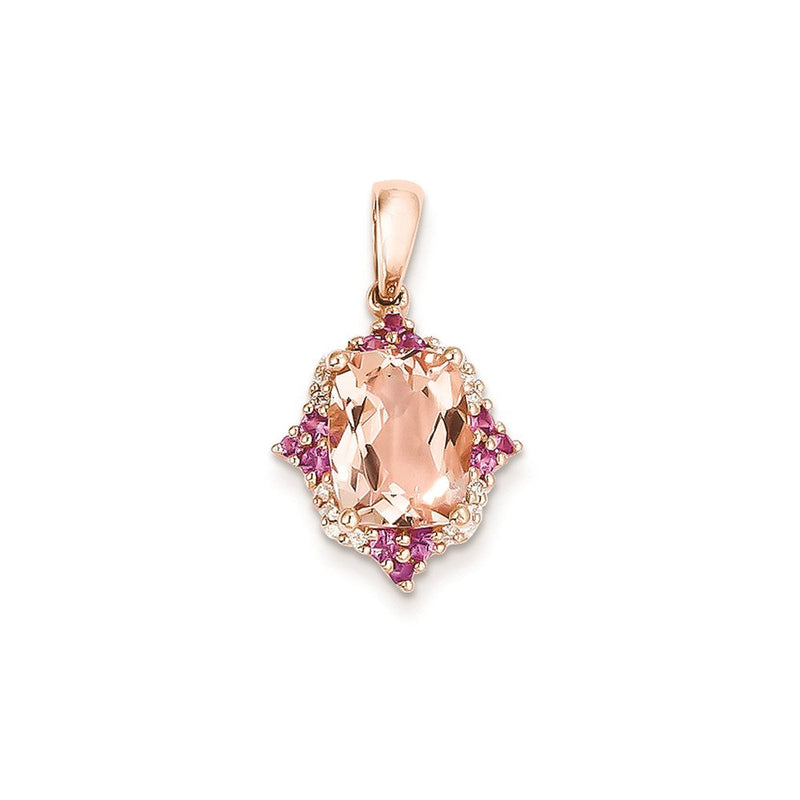 14K Roségold Morganit- & Echtdiamant-Anhänger