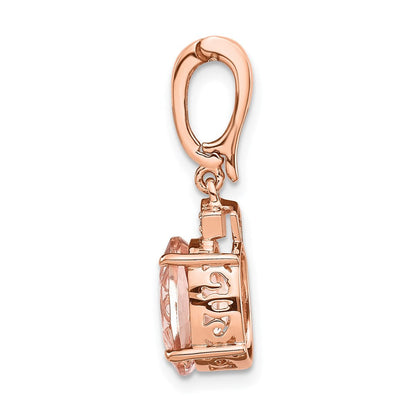 14K Roségold Anhänger mit echtem Diamant und Morganit