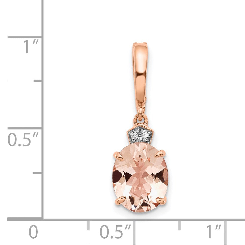14K Roségold Anhänger mit echtem Diamant und Morganit