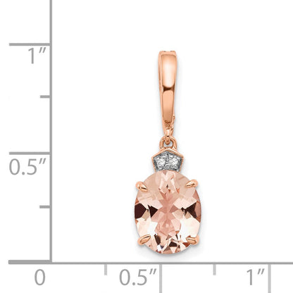 14K Roségold Anhänger mit echtem Diamant und Morganit