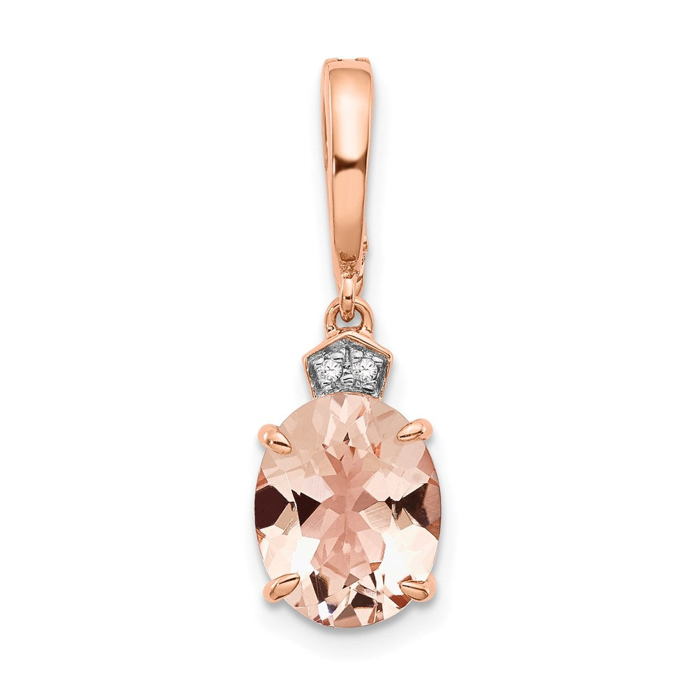 14K Roségold Anhänger mit echtem Diamant und Morganit