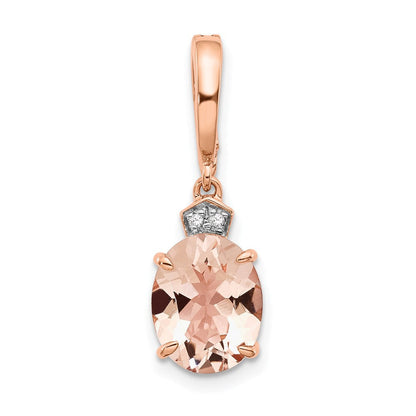 14K Roségold Anhänger mit echtem Diamant und Morganit