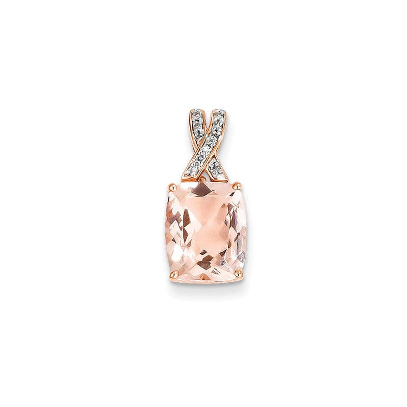 14 Karat Roségold Anhänger, rechteckig, mit Diamant und Morganit