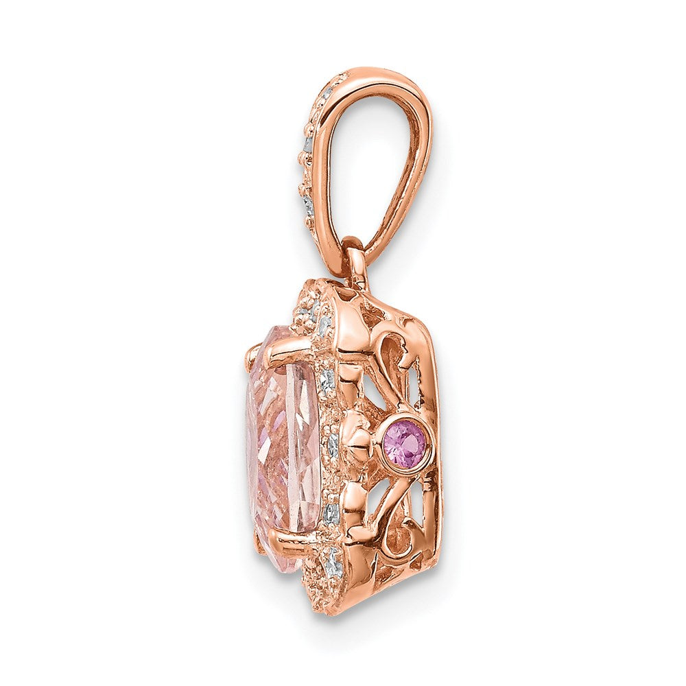 14K Roségold Anhänger mit echtem Diamant und Morganit