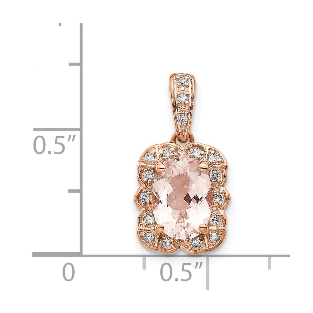 14K Roségold Anhänger mit echtem Diamant und Morganit