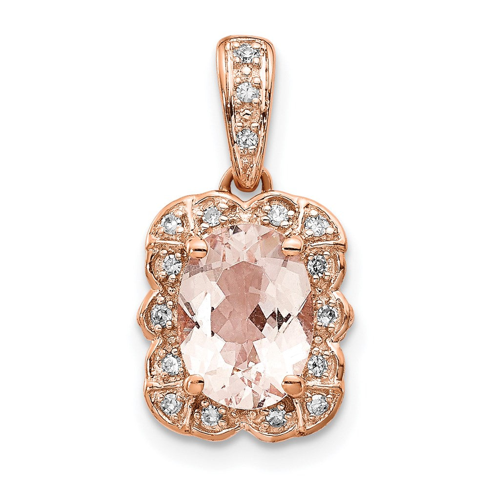 14K Roségold Anhänger mit echtem Diamant und Morganit