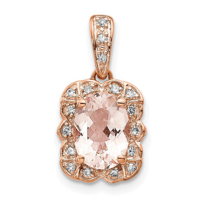 14K Roségold Anhänger mit echtem Diamant und Morganit