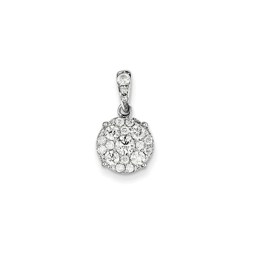 14K Weißgold Anhänger mit rundem echten Diamanten