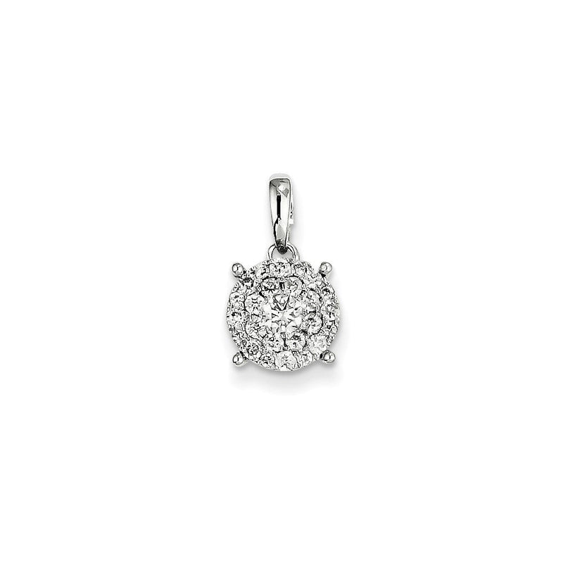 14K Weißgold Anhänger mit rundem echtem Diamant