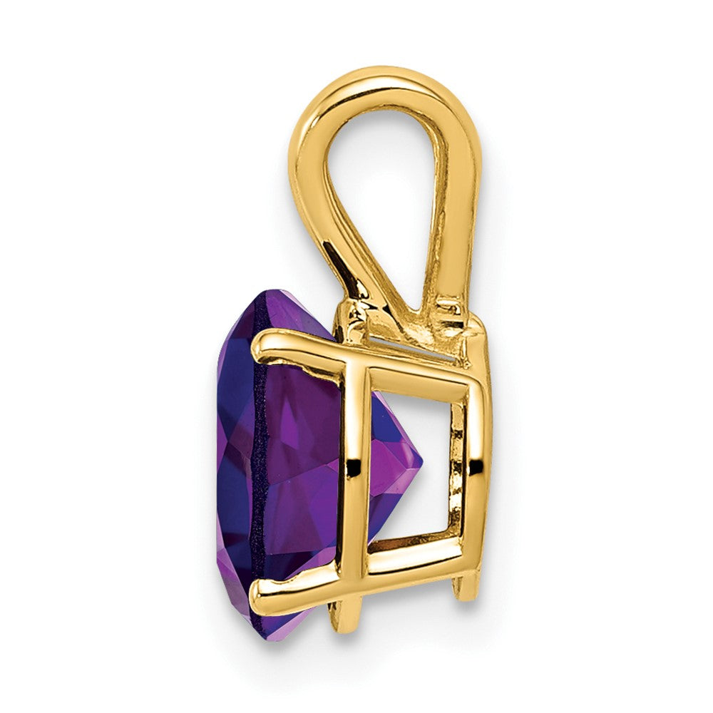 14K Gelbgold Anhänger mit 8-mm-Amethyst im Schachbrettschliff
