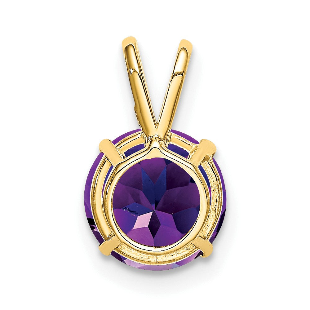 14K Gelbgold Anhänger mit 8-mm-Amethyst im Schachbrettschliff