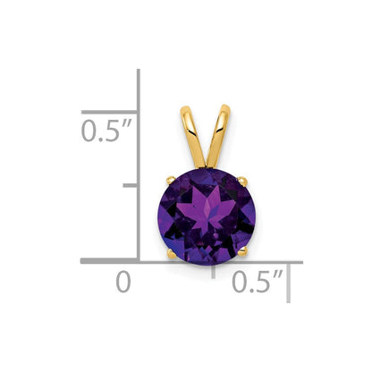 14K Gelbgold 8-mm-Amethyst-Anhänger