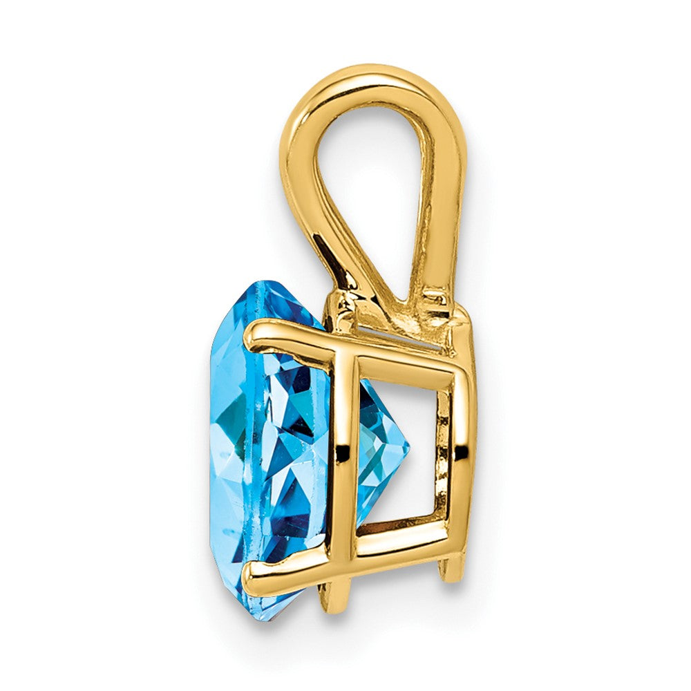 14K Gelbgold 8 mm Blautopas Checker-Anhänger