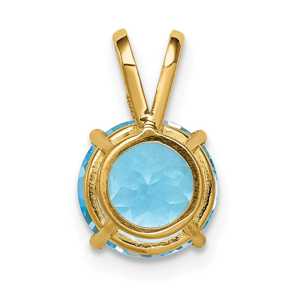 14K Gelbgold 8 mm Blautopas Checker-Anhänger