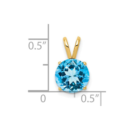 14K Gelbgold 8 mm Blautopas Checker-Anhänger