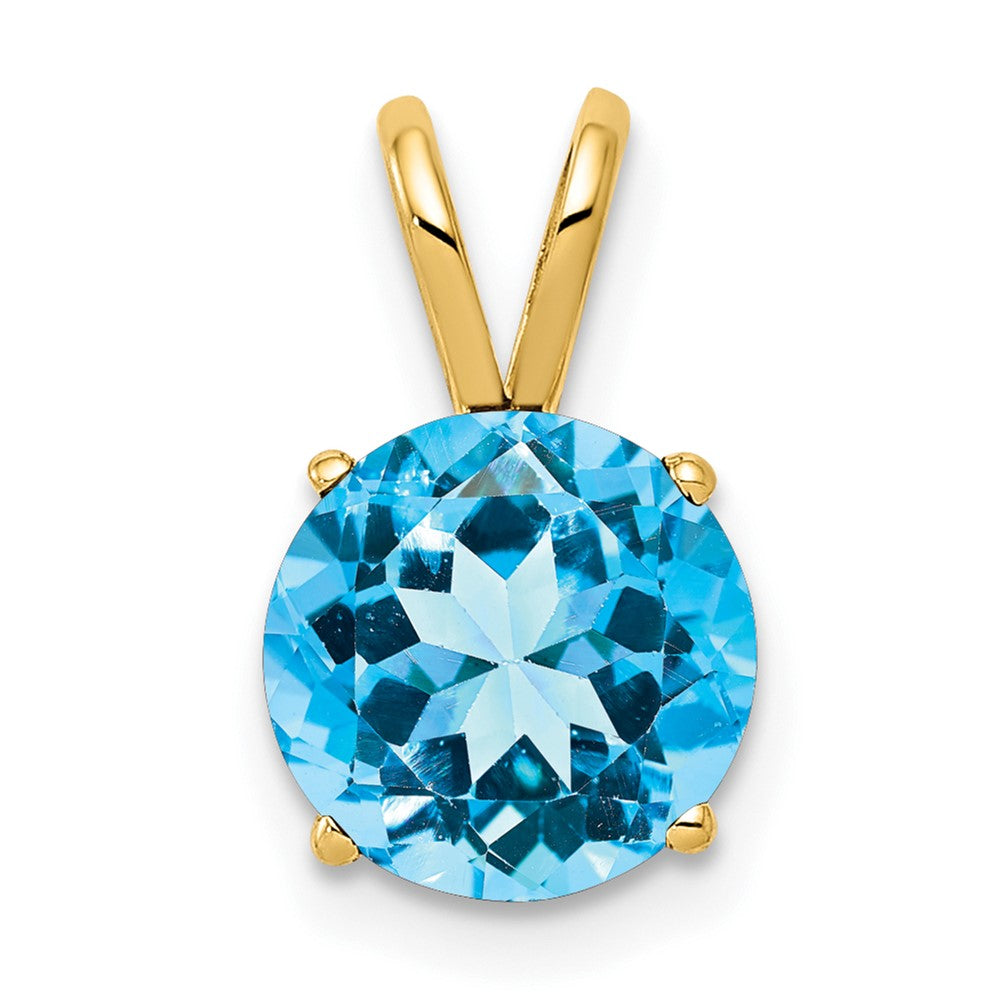 14K Gelbgold 8 mm Blautopas Checker-Anhänger