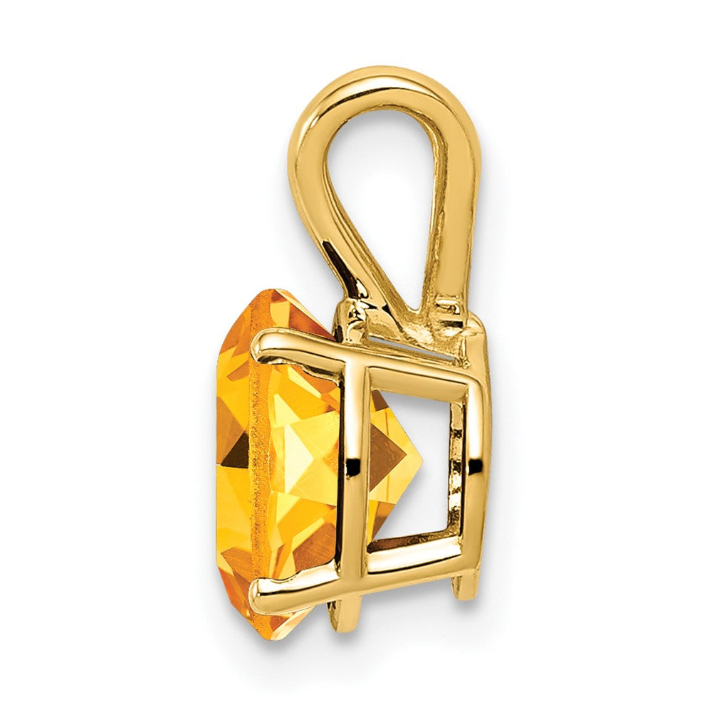 14K Gelbgold Citrin-Anhänger, 8 mm, Karo-Schliff