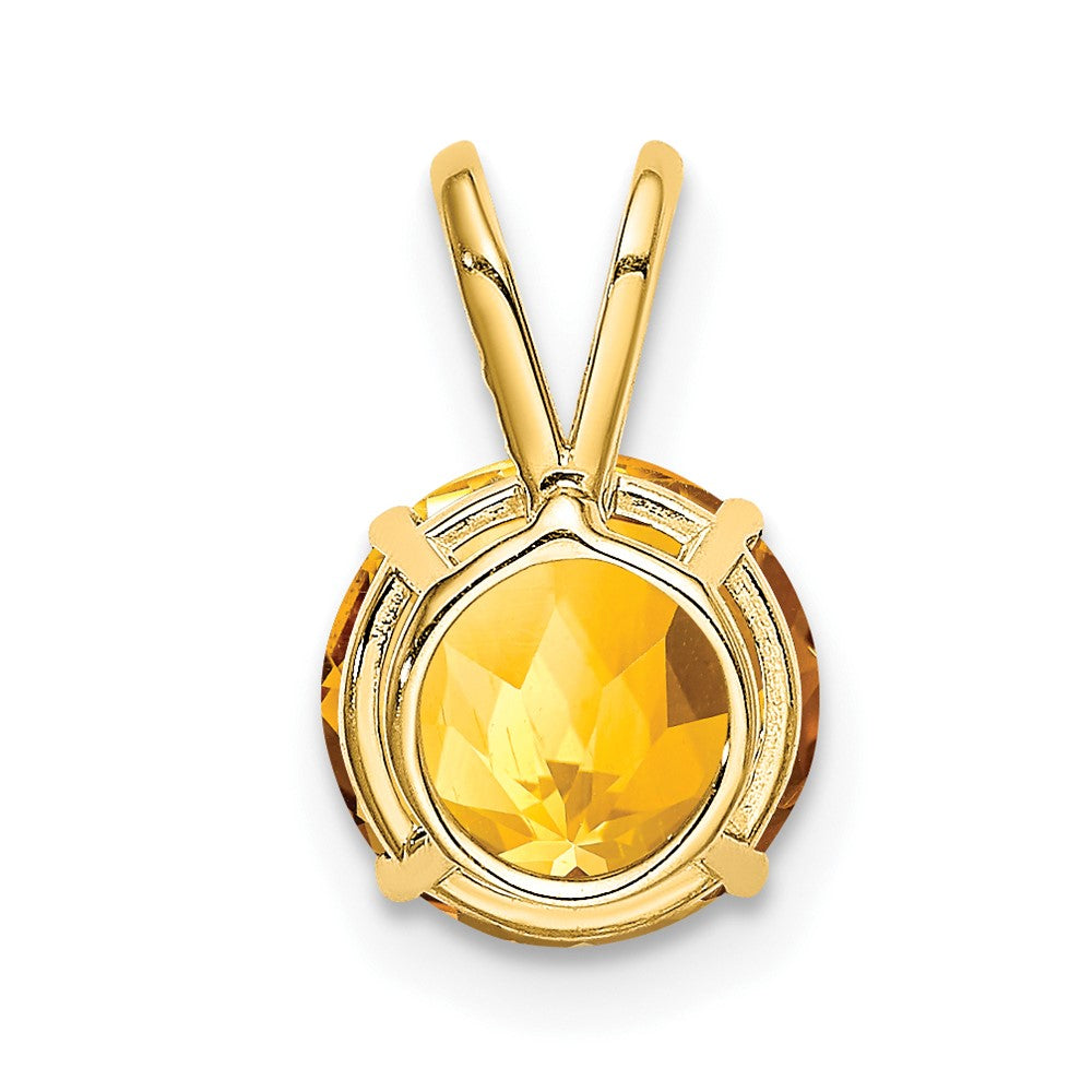 14K Gelbgold Citrin-Anhänger, 8 mm, Karo-Schliff