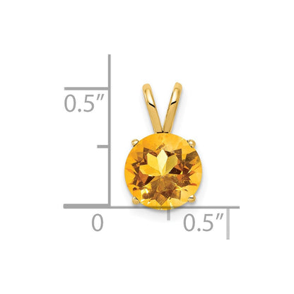14K Gelbgold Citrin-Anhänger, 8 mm, Karo-Schliff