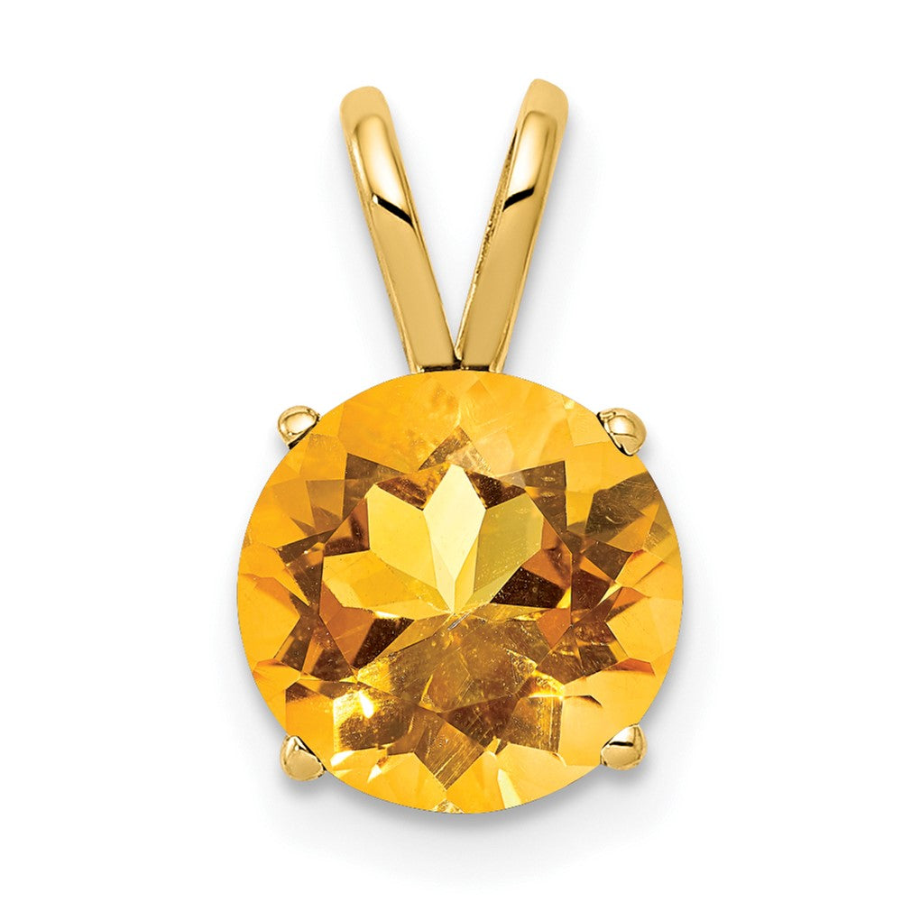 14K Gelbgold Citrin-Anhänger, 8 mm, Karo-Schliff