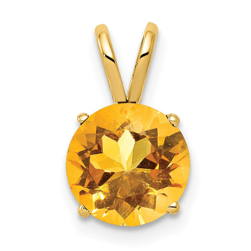 14K Gelbgold Citrin-Anhänger, 8 mm, Karo-Schliff