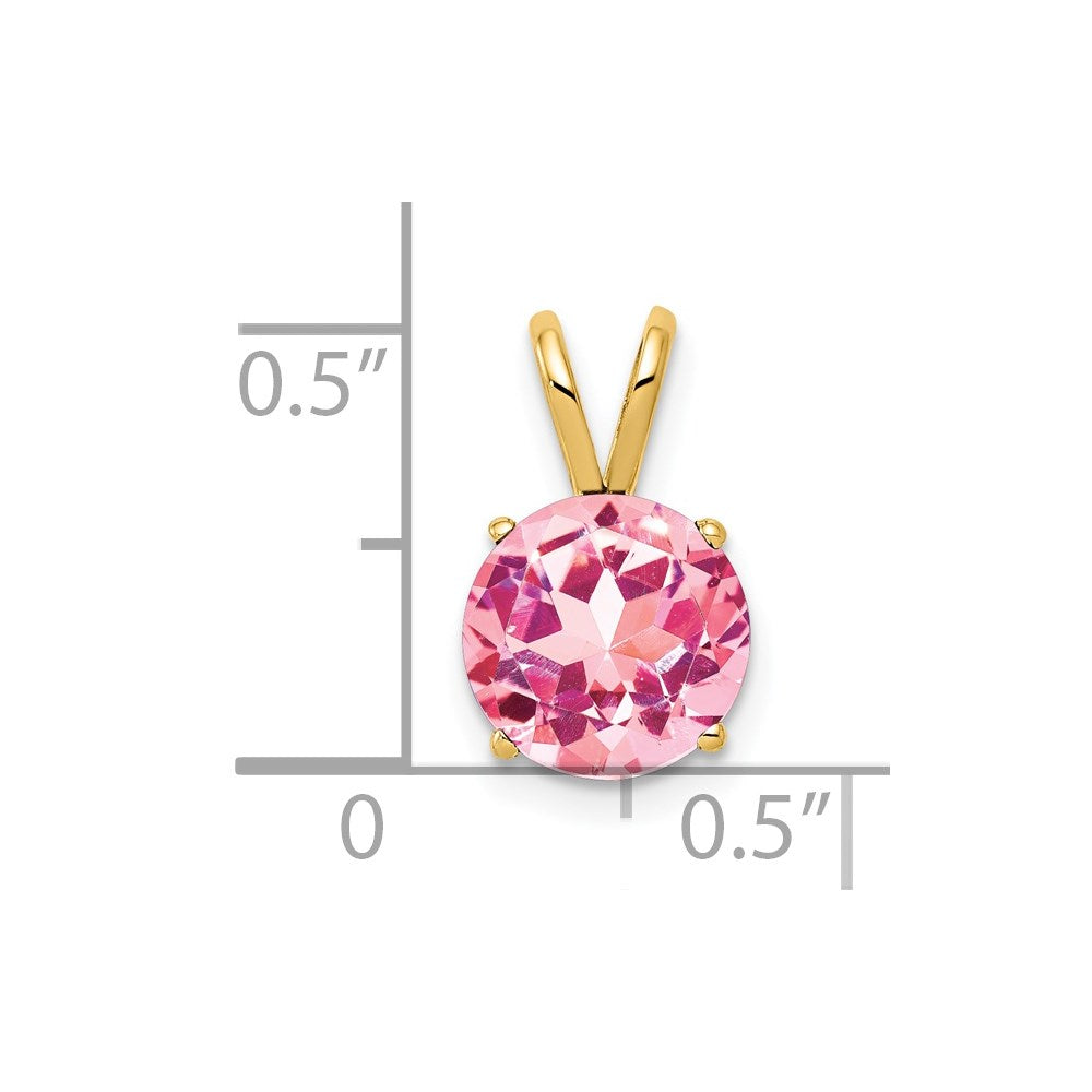 14K Gelbgold Anhänger mit 8 mm Rosa Turmalin