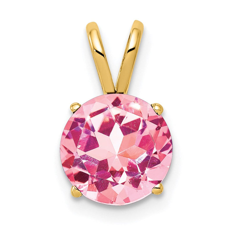 14K Gelbgold Anhänger mit 8 mm Rosa Turmalin