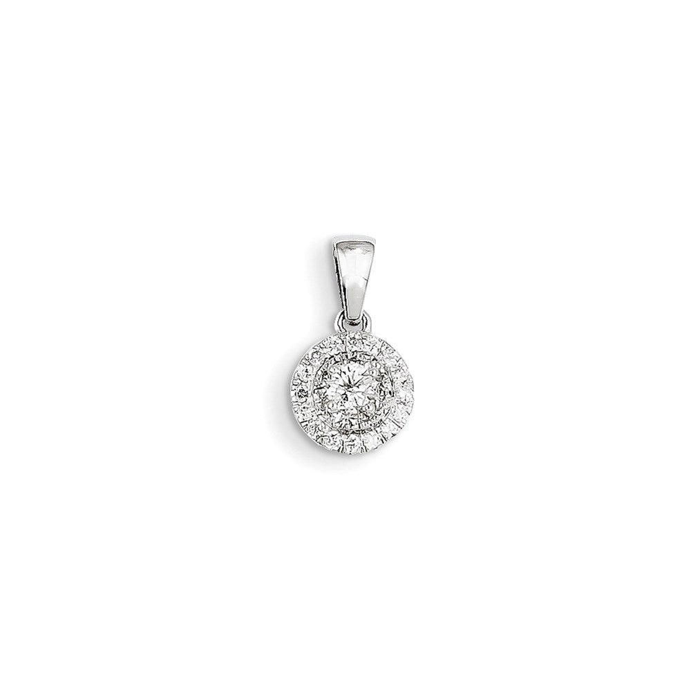 14K Weißgold Halo-Anhänger mit echtem Diamant