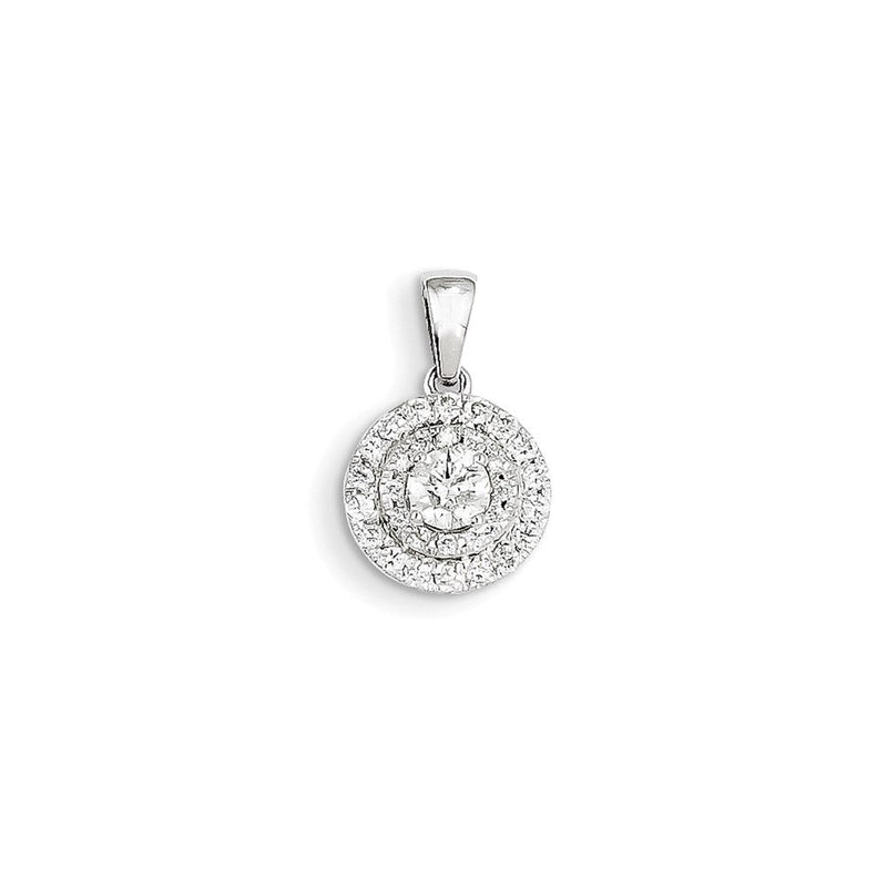14K Weißgold Diamant-Halo-Anhänger mit echten Diamanten