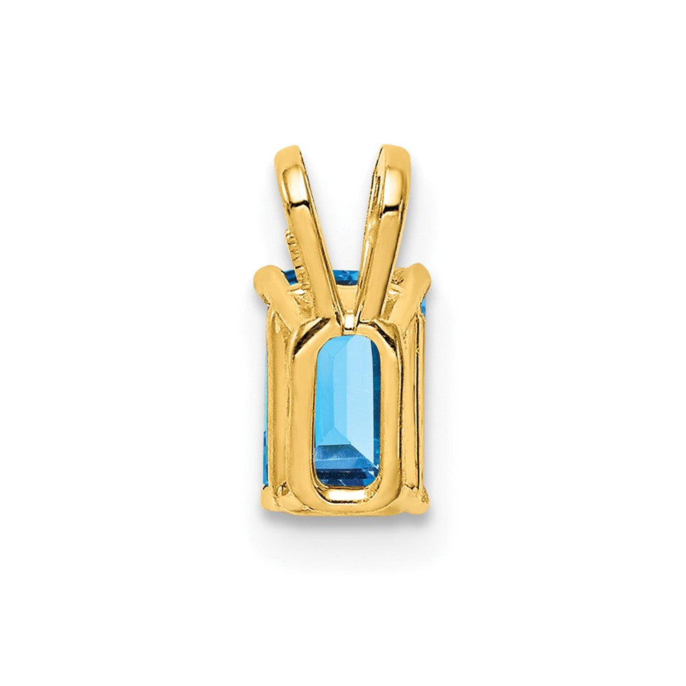 14K Gelbgold Blautopas-Anhänger im Smaragdschliff, 6x4mm