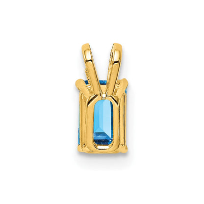 14K Gelbgold Blautopas-Anhänger im Smaragdschliff, 6x4mm