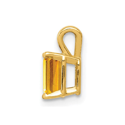 14K Gelbgold Anhänger mit Citrin im Smaragdschliff, 6x4 mm